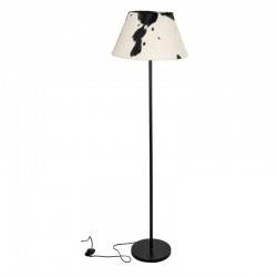 Sort metal gulv lampe og single cowhide lampeskærm | Industriel og rustik design stue belysning