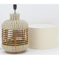 Lâmpada de sala com rattan e jonc natural | Luminária de mesa boêmio com abajur