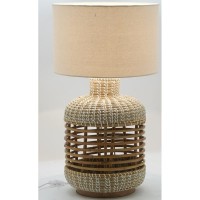 Lâmpada de sala com rattan e jonc natural | Luminária de mesa boêmio com abajur