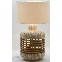 Lâmpada de sala com rattan e jonc natural | Luminária de mesa boêmio com abajur