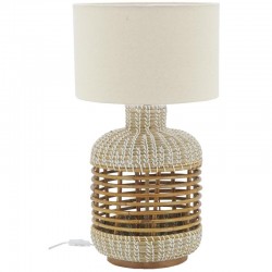 Lâmpada de sala com rattan e jonc natural | Luminária de mesa boêmio com abajur