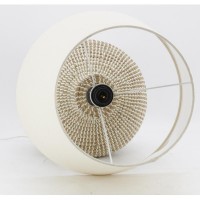 Lampe Amphore en Rotin et Jonc Naturel | Luminaire de Salon à Poser Chic avec Abat-Jour Coton