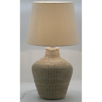 Rotting og naturlig ring Amphora lampe | Chic stue belysning med bomull lampshand