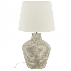 Rattan and natural ring amphora lamp | Chic Living Room Lighting With Cotton Lampshand
