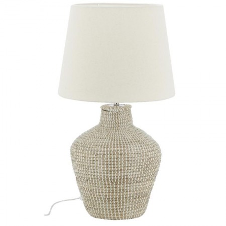 Rattan- und Naturring-Amphora-Lampe | Schicke Wohnzimmerbeleuchtung mit Baumwolllampen