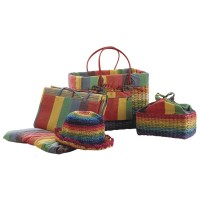 Beach da spiaggia vintage con cabate, cappello in cotone cotone | Set di spiaggia di moda a 6 pezzi