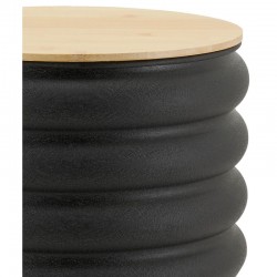 Matt svart metall trukstol og bambus | Industriell Chic Design Storage Pouf