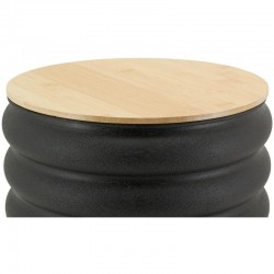 Matte Black Metal Trunk Hocker und Bambus | Industrial Chic Design-Speicherhopf