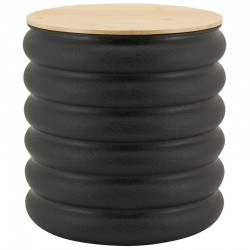 Matte sort metalstamme og bambus | Industrial Chic Design Storage Pouf