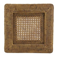 Lote de 6 prato quadrado sob antiga rattan, mesa trançada conjunto boêmio decoração chique