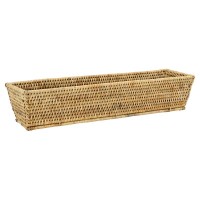 Cesta de pão natural retangular de Rattan | Cesta de mesa de artesanato grande para varinha e frutas
