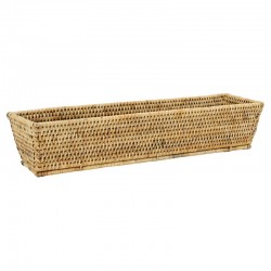 Cesta de pão natural retangular de Rattan | Cesta de mesa de artesanato grande para varinha e frutas
