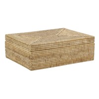 Naturlig Rattan Oppbevaringsskap med lokk | Flettet rektangulær boks for hjemmelaget lagring