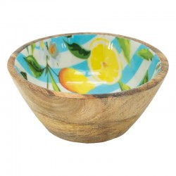 Small bowl with mangroke and resin | Ramequin Striped apero blue and lemon | Artisanal cup Ø12cm