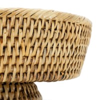 Cesta Redonda a pé em Rattan Natural | Design de cesta de frutas | Centro de mesa boêmio