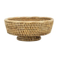 Cesta redonda a pie en Ratán Natural | Diseño de la cesta de frutas | Centro de mesa bohemia