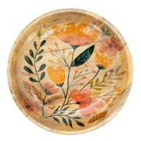 Cesta plana em mangrake e resina | Flores da decoração central central | Corte de frutas artesanais deco