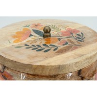 Mango laatikko ja kansi hartsi Artisanal korut laatikko kukkia sisustus Säilytyslaatikko Ø18cm