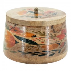 Caixa de manga e resina da tampa | Caixa de jóias artesanais decoração de flores | Caixa de armazenamento ø18cm