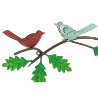 Galhos de decoração de parede de metal e pássaros coloridos | Mesa de alívio da natureza para sala de estar e quarto