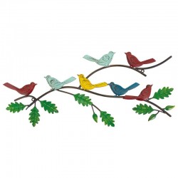 Metal Wall Decoration Grener og fargerike fugler | Naturavlastningstabell for stue og soverom