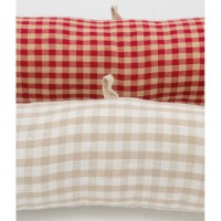 Masser af 2 røde og beige Vichy Cotton Door Pugs | Rustik termisk isoleringsdør bund landskab