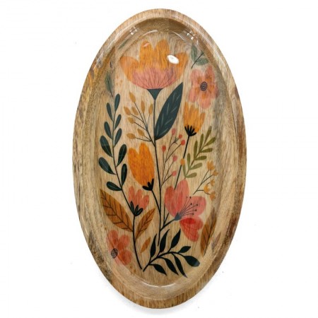 Ovale dienblad in Mangoke en Hars Pattern Flowers | Empty-pocket & table design table design