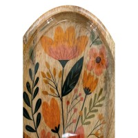 Oval tray in mangroke and resin pattern flowers | Empty-pocket & table design table design