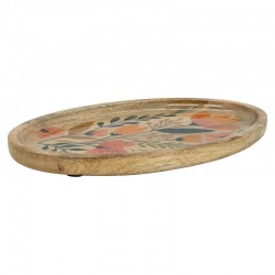 Oval tray in mangroke and resin pattern flowers | Empty-pocket & table design table design