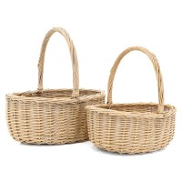 Set van 2 ovale rieten listers met Anse | Opslaggevallen Opslag & Deco