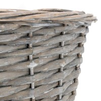 Cesta de férula gris con manijas móviles | Cesta de almacenamiento trenzado y bolsa de comisión vintage