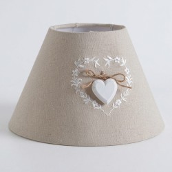 Sombra para lámpara de noche de algodón con corazón romántico y estilo rural