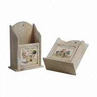 Porte-Ustensiles de Cuisine Mural en Bois et Céramique Provence | Pot à Ustensiles Rustique Suspendu