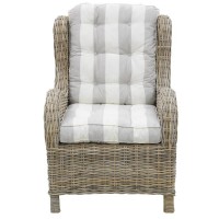 Sillón relajado en palo gris con cojín | Silla de relajación de mimbre para sala de estar y terraza