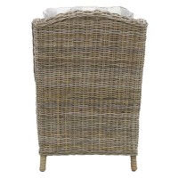 Afslappet lænestol i grå pole med pude | Wicker afslapningsstol til stue og veranda