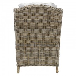 Afslappet lænestol i grå pole med pude | Wicker afslapningsstol til stue og veranda