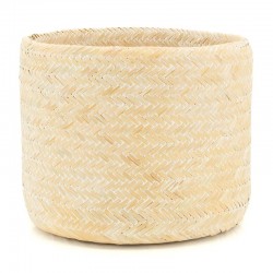 Série de 5 potenciômetros de bambu patinados em branco | Pohemian Bohemian Plants Pots