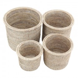 Série de 4 vasos em vaso redondo Pots Cache | Cesta planta interior trançado estilo chique