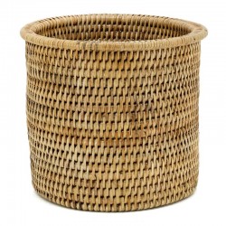 Serie van 4 Natural Rattan Pats Cache | Gevlochten plantenmanden voor binnen en overdekt balkon