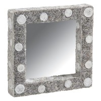 Square wall mirror recycled paper | Eco-responsible & handmade decoration | Retro handmakers