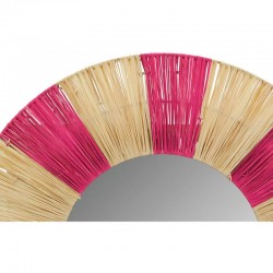 Naturpapper rundväggspegel och rosa tonad | Bohemian Artisanal väggdekoration Ø55 cm