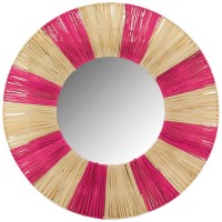 Naturpapper rundväggspegel och rosa tonad | Bohemian Artisanal väggdekoration Ø55 cm