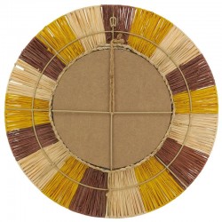 Natürlicher, gelber und brauner Wandspiegel | Modische Sonne Deco Chic Ø55 cm