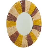 Natural, yellow and brown wall-mounted wall mirror | Fashionable sun deco chic Ø55 cm