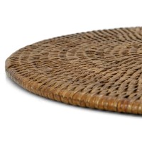 Antique Rattan Dish ø33 cm | Titular de mão trançada quente para decoração de mesa e boêmio chique