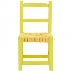 Yellow Paulownia wooden child chair with cotton seat | Small light & solid room chair