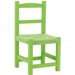 Poltrona in legno verde Paulownia con sedile in cotone | Piccola sedia retrò per camera per bambini