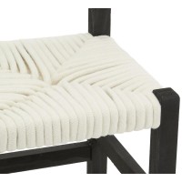 Cadeira de madeira de Paulownia preto e branco e algodão branco | Pequena cadeira de design minimalista para quarto