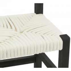 Cadeira de madeira de Paulownia preto e branco e algodão branco | Pequena cadeira de design minimalista para quarto