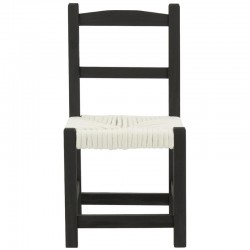 Chaise Enfant en Bois de Paulownia Noir et Coton Blanc | Petit Fauteuil Design Minimaliste pour Chambre